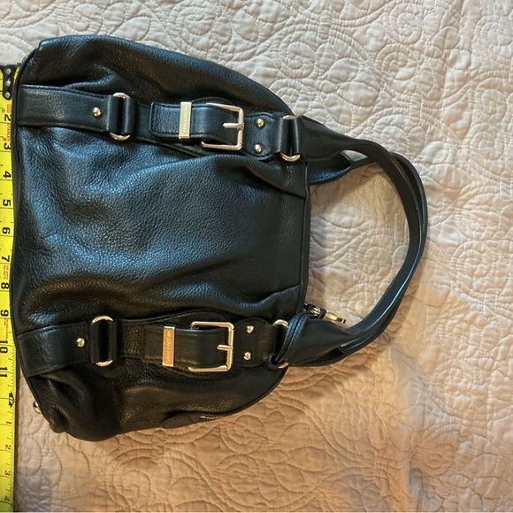 Michael Kors Black Leather Satchel Bowler Bag Hobo w/Gold Accent Excellent Cond - Picture 8 of 9